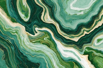 Obraz premium Artistic abstract, emerald green, and gold marbled design with swirling veins and fluid patterns