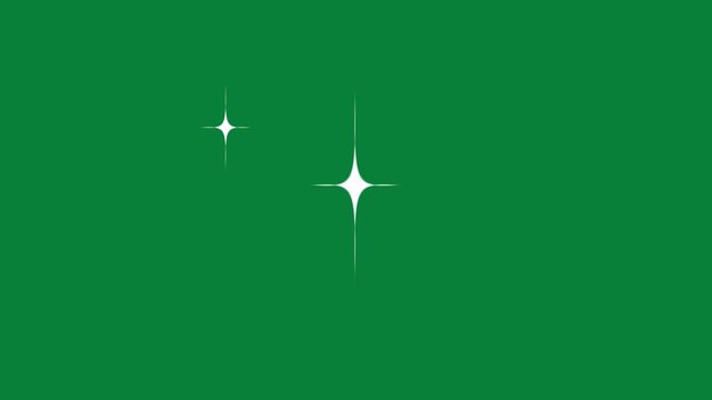 Fairy dust transition, magic dust sparkle effect, twinkling stars animation, fast line glitter motion, white cartoon blinking stars, flat vector doodle sparkle on green screen background. 4k video