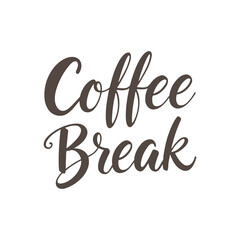 Coffee Break lettering, inscription, dark text on white background. Design element, calligraphy.