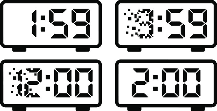 Digital clock transition from 159 to 300 vector illustration