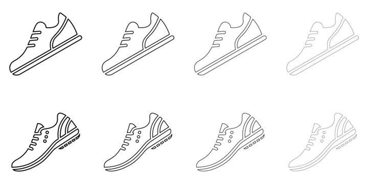 athletic running shoe line icon vector, sports running shoe icon vector outline icon illustration