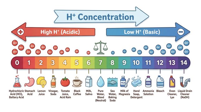Colorful pH Scale Indicator Showing Acidic And Alkaline Levels