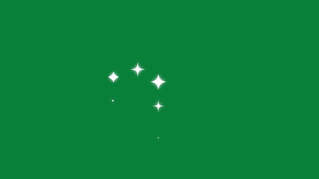 Cartoon blinking stars, fairy dust transition, magic dust sparkle effect, twinkling stars animation, fast line glitter motion, flat vector doodle sparkle on green screen background. 4k video