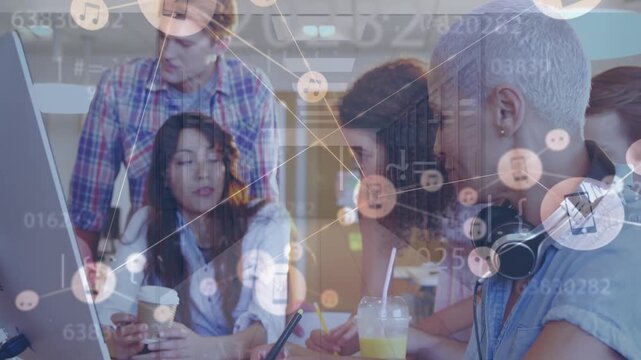 Animation of network of connections over diverse schoolchildren network of class