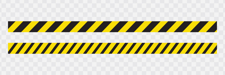 yellow and black diagonal stripes line on Transparent Background. Safety stripe warning caution hazard danger road vector sign symbol. Long danger ribbon. Vector illustration