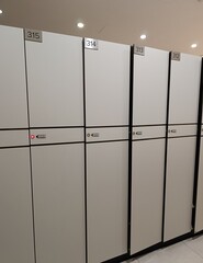 lockers in the locker room for personal items, sports locker room
