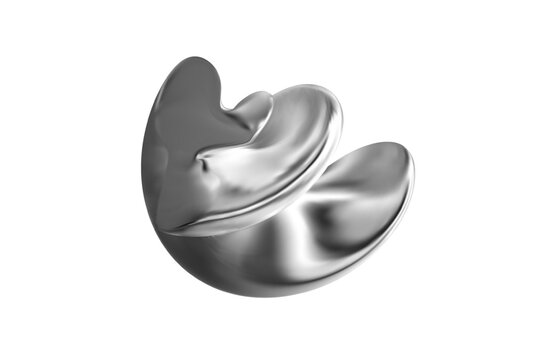 3d chrome abstract shape. Glass liquid y2k figure. Surreal silver metal spiral form holographic effect. Twist chrome plated crystal gradient. Vector render illustration