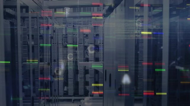 Animation of shapes over server room