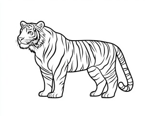 Fototapeta premium Cartoonish Tiger Portrait Illustration with Bold Stripes and Playful Expressions on White Background