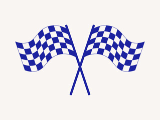 Crossed Blue and White Checkered Racing Flags.