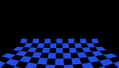Blue and Black Checkered Floor Perspective.