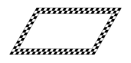 Checkered Frame Rhombus Shape Isolated on White.