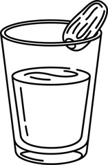 Empty glass with spoon vector illustration minimalist flat design