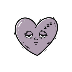 Naklejka premium Cartoon illustration of a tired sleepy heart character looking exhausted and drowsy