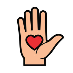Obraz premium Cartoon hand gently holding a prominent red heart icon representing kindness and care
