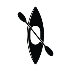 Kayak Boat Icon, Rowing boat icon with paddle on white background © Jannat