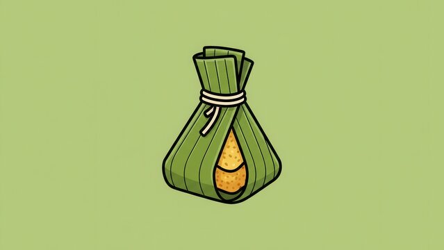 Stylized green leaf wrapped food parcel with textured filling a delightful traditional culinary icon