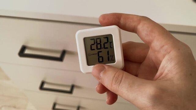 Close Up Digital Thermometer Hygrometer Display Temperature Humidity