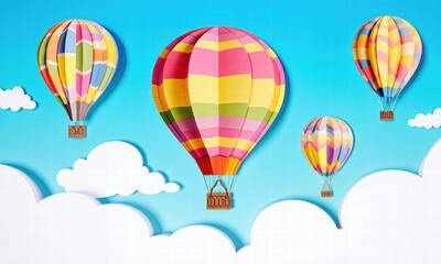 Fototapeta premium Colorful Hot Air Balloons in a Sky Background