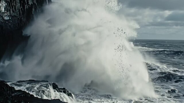 Stormy Ocean Waves in Slow Motion