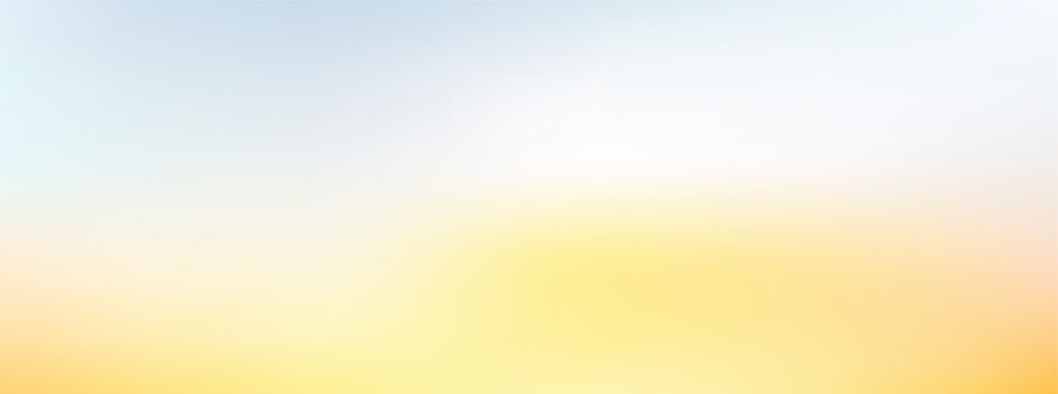 Pastel gradient backdrop transitioning from blue sky tones to warm yellow and orange sunset colors, offering a calm abstract background ideal for spring and summer visuals. Vector illustration.