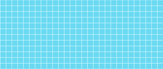 Swimming pool tile background in blue and white. Ceramic square mosaic texture perfect for bathroom, kitchen walls. Clean geometric pattern with seamless grid surface design. Vector illustration.