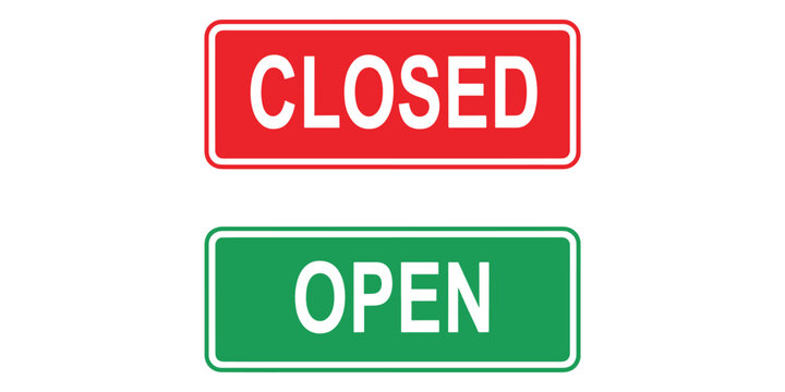 Open and closed signs on white background