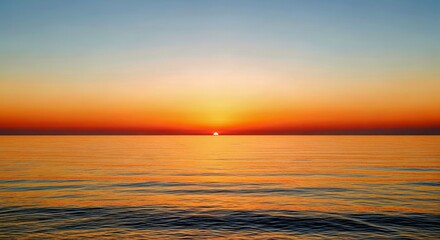 Fototapeta premium Ocean sunset horizon golden reflection waves