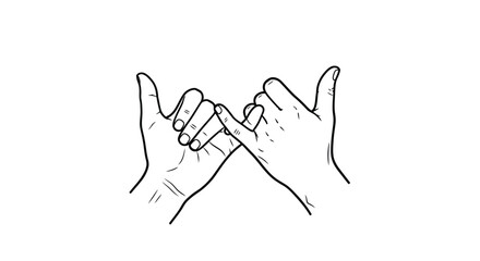Obraz premium Two hands forming a pinky promise a gesture of friendship silhouette