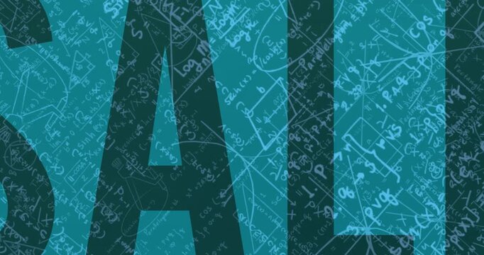 Animation of mathematical equations over black sale text