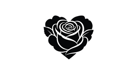 A black rose forming a heart shape striking silhouette