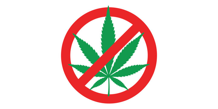 No cannabis or marijuana symbol isolated on white background