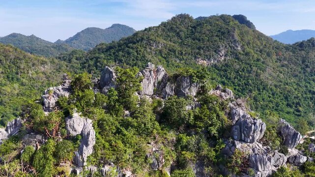 Aerial View of Limestone Karst Mountains in Khao Yai National Park
