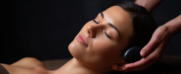 Obraz premium Revitalizing hot stone massage therapy session enhancing deep relaxation and soothing muscle relief