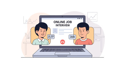 Online job application and recruitment process illustration