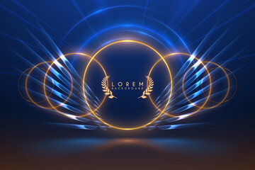 Golden rings with blue light effects