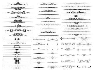 Set of decorative divider elements. Divider ornament, borders, doodle, separators, page dividers, header