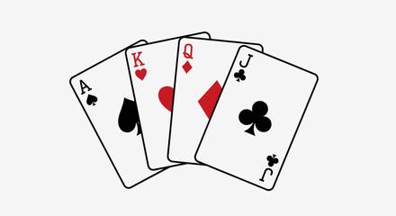 Obraz premium Playing cards hand ace king queen jack vector illustration