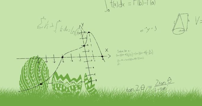 Animation of hand written mathematical formulae over pink background
