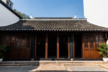 Naklejka premium Shuanglin Ancient Town Traditional Architecture, Huzhou, China