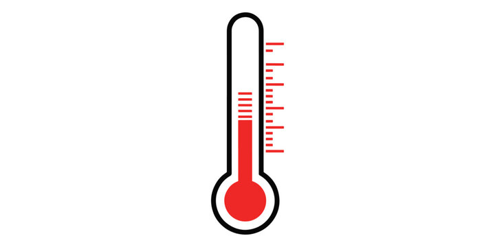Thermometer icon with red temperature indicator on white background