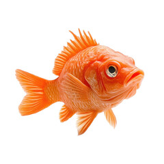 Fototapeta premium Detailed vibrant orange fish facing forward with visible scales and fins, provided as a PNG file on transparent background