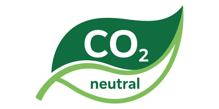Co2 neutral logo with green leaf on white background