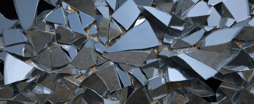 shattered mirror shards reveal distorted illusions and dynamic truths