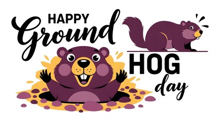 Naklejka premium Celebrate ground hog day