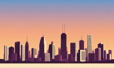 Obraz premium Urban Skyline at Sunset