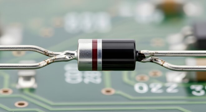 Black Diode with Silver Band on Circuit Board