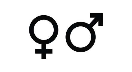 A stark depiction of traditional gender symbols a circle with a cross and an arrow presented in a bold silhouette