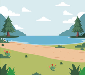 Fototapeta premium Picnic background with a lake