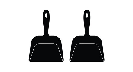 Obraz premium Two black dustpans displayed side by side a striking silhouette